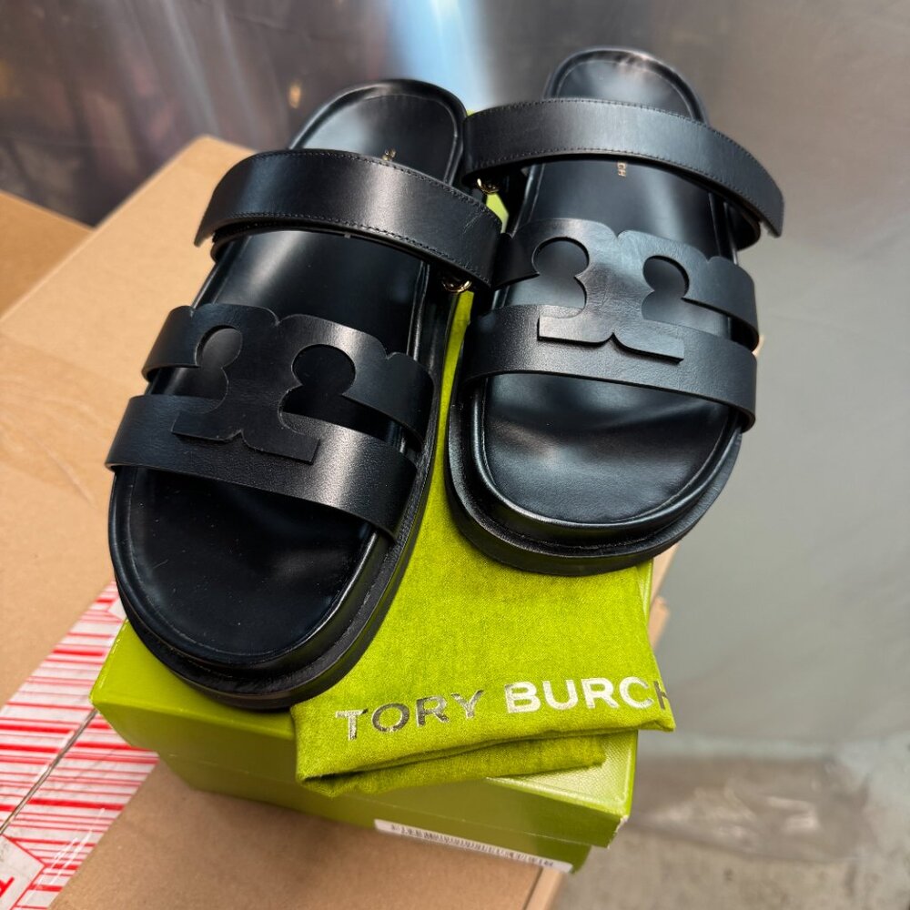 Tory Burch Ines Leather Sport Slide - Black - Picture 9 of 9